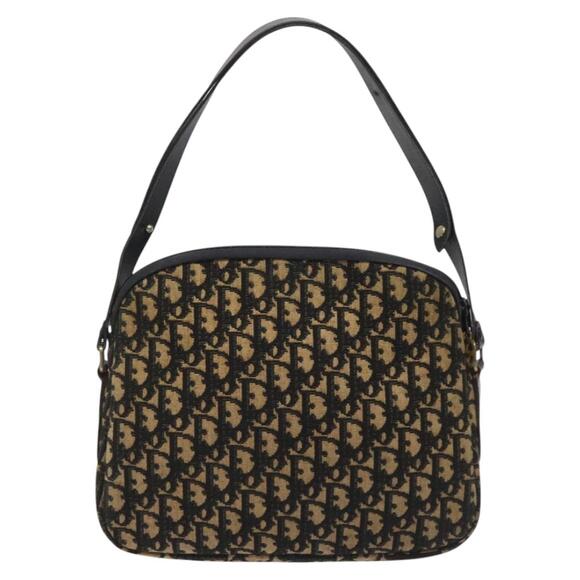 DIOR Trotter Canvas Shoulder Bag Navy Gold - Picture 3 of 12